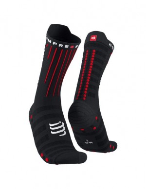 Cycling Socks ανδρικα Compressport Aero Socks μαυρα κοκκινα | KXCBG-1963