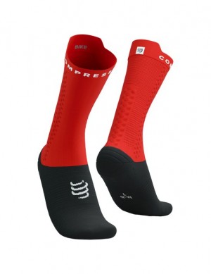 Cycling Socks ανδρικα Compressport Pro αγωνιστικα Socks v4.0 Bike κοκκινα μαυρα | ACLRG-0613