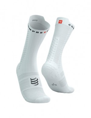 Cycling Socks ανδρικα Compressport Pro αγωνιστικα Socks v4.0 Bike ασπρα μαυρα | EWZOH-0648