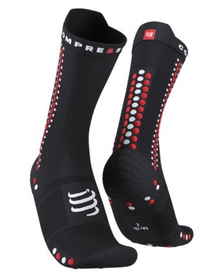 Cycling Socks ανδρικα Compressport Pro αγωνιστικα Socks v4.0 Bike μαυρα κοκκινα | GHXLT-5482