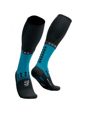 High Socks ανδρικα Compressport Full Socks Χειμερινά Run μπλε μαυρα | SCMFY-9123