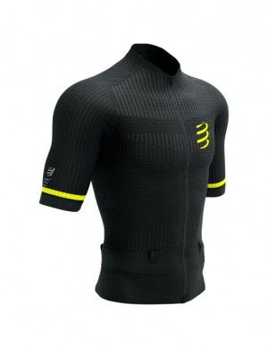 μπλουζακια Compressport Trail Postural SS Top M μαυρα κίτρινα | EGQAC-5862