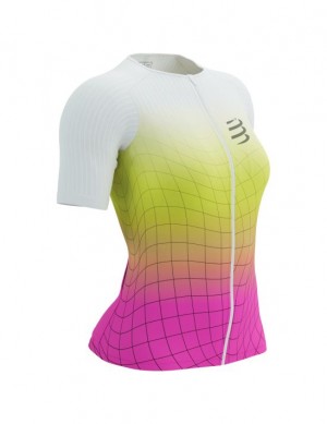 μπλουζακια Compressport Tri Postural Aero SS Top W κίτρινα ροζ | VZWTG-7528