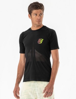 μπλουζακια Compressport αγωνιστικα SS Tshirt M μαυρα κίτρινα | LUPQV-8249