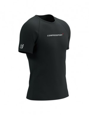 μπλουζακια ανδρικα Compressport Αθλητικά SS Logo Tshirt M μαυρα | WHJYS-8402