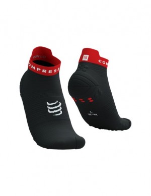 καλτσες για τρεξιμο ανδρικα Compressport Pro αγωνιστικα Socks v4.0 Run Low μαυρα κοκκινα | QCPVJ-4736