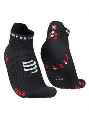 καλτσες για τρεξιμο ανδρικα Compressport Pro αγωνιστικα Socks v4.0 Run Low μαυρα κοκκινα | VMGBL-3912