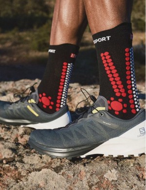 καλτσες για τρεξιμο ανδρικα Compressport Pro αγωνιστικα Socks v4.0 Trail μαυρα κοκκινα | XDBIU-6852