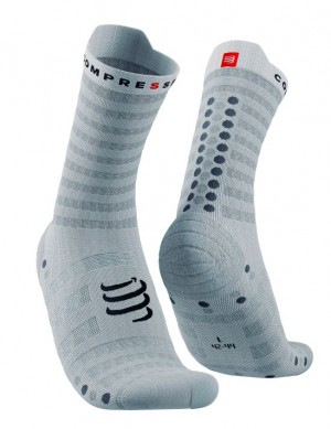 καλτσες για τρεξιμο ανδρικα Compressport Pro αγωνιστικα Socks v4.0 Ultralight Run High ασπρα | ZSLJB-2671