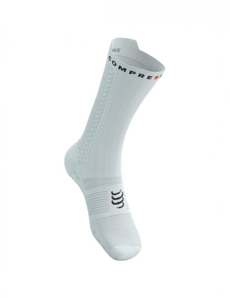 Cycling Socks ανδρικα Compressport Pro αγωνιστικα Socks v4.0 Bike ασπρα μαυρα | EWZOH-0648