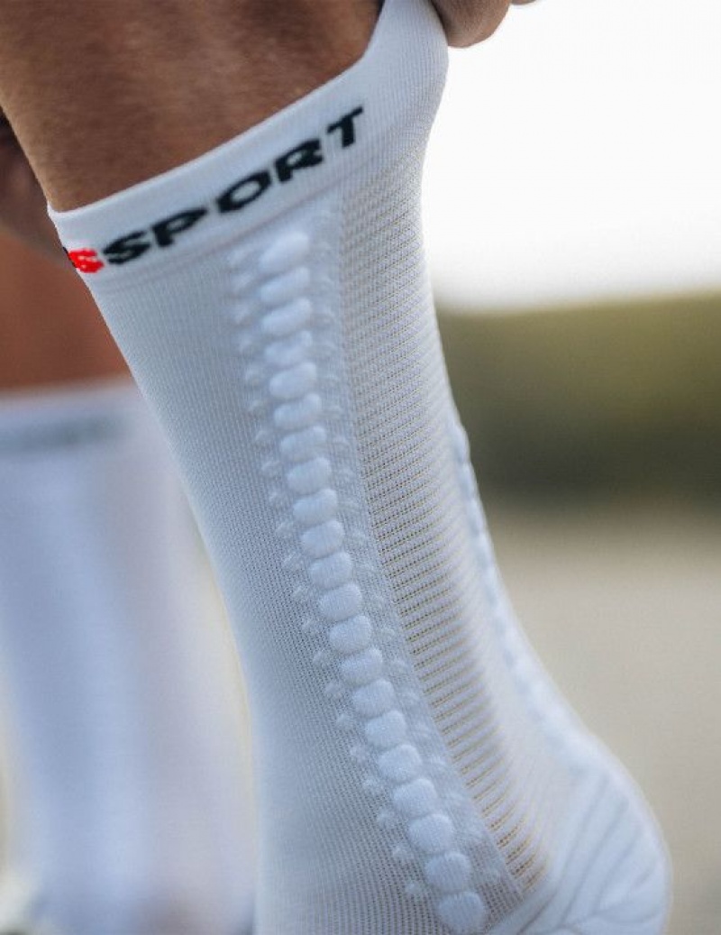 Cycling Socks ανδρικα Compressport Pro αγωνιστικα Socks v4.0 Bike ασπρα μαυρα | EWZOH-0648