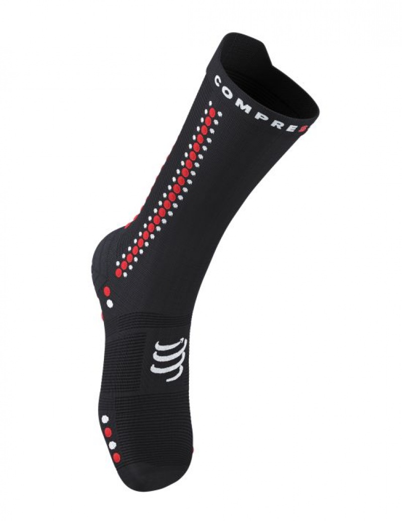 Cycling Socks ανδρικα Compressport Pro αγωνιστικα Socks v4.0 Bike μαυρα κοκκινα | GHXLT-5482