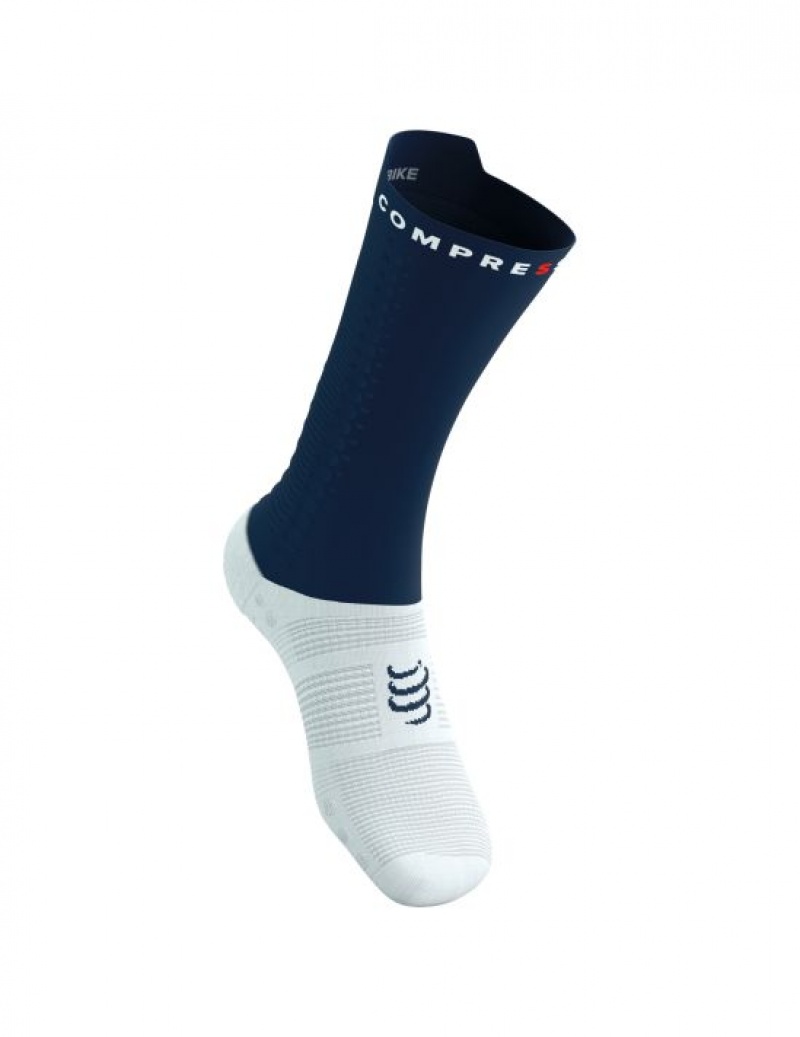 Cycling Socks ανδρικα Compressport Pro αγωνιστικα Socks v4.0 Bike ασπρα | RSKAQ-2198