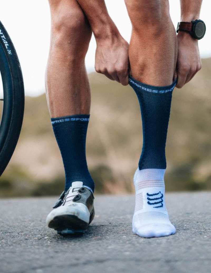 Cycling Socks ανδρικα Compressport Pro αγωνιστικα Socks v4.0 Bike ασπρα | RSKAQ-2198