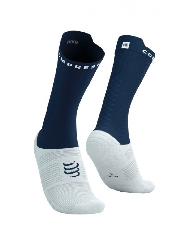 Cycling Socks ανδρικα Compressport Pro αγωνιστικα Socks v4.0 Bike ασπρα | RSKAQ-2198