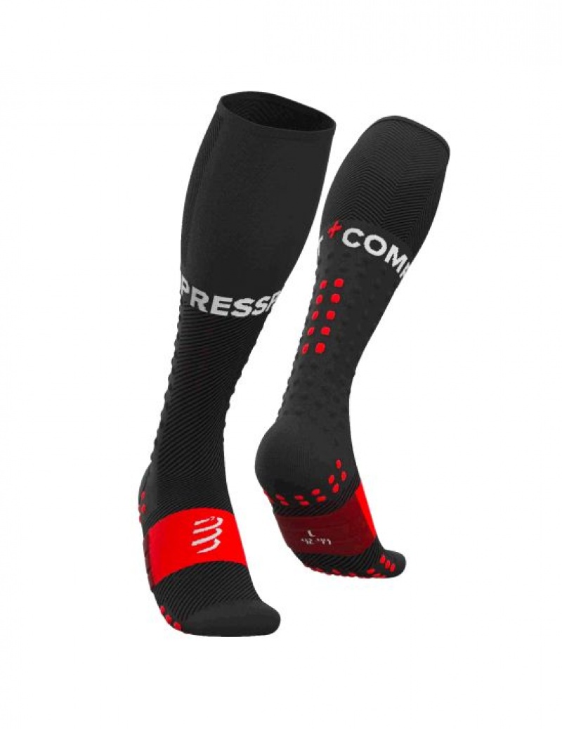 High Socks ανδρικα Compressport Full Socks Run μαυρα | QKDJS-7685