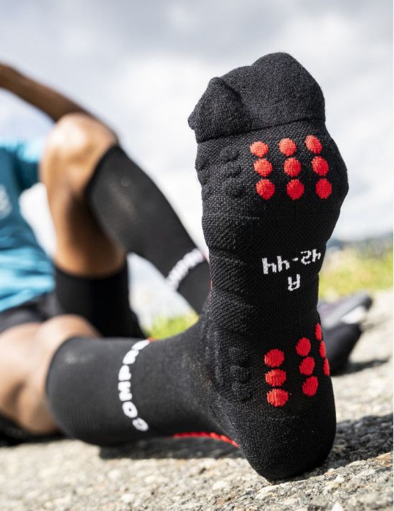 High Socks ανδρικα Compressport Full Socks Χειμερινά Run μαυρα κοκκινα | ZJUIN-0893