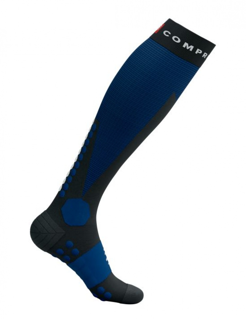 High Socks ανδρικα Compressport Ski Touring Full Socks μαυρα μπλε | AFEOG-4169