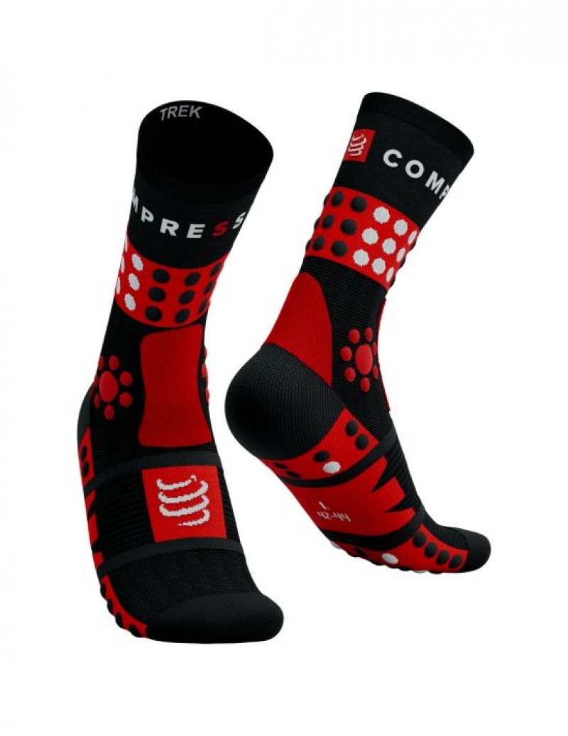 Hiking Socks ανδρικα Compressport Πεζοπορία Socks μαυρα κοκκινα ασπρα | EORKN-7193