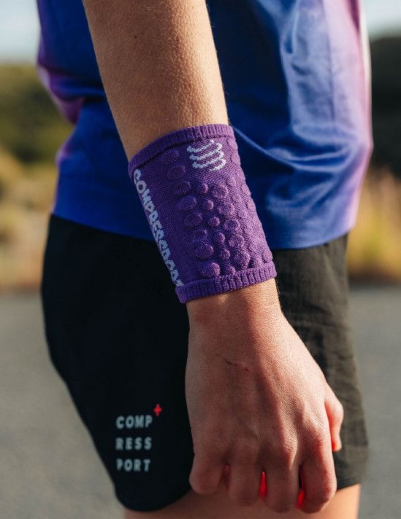 Wrist Sweatbands γυναικεια Compressport Sweatbands 3D.Dots μωβ ασπρα | MPSIK-8346