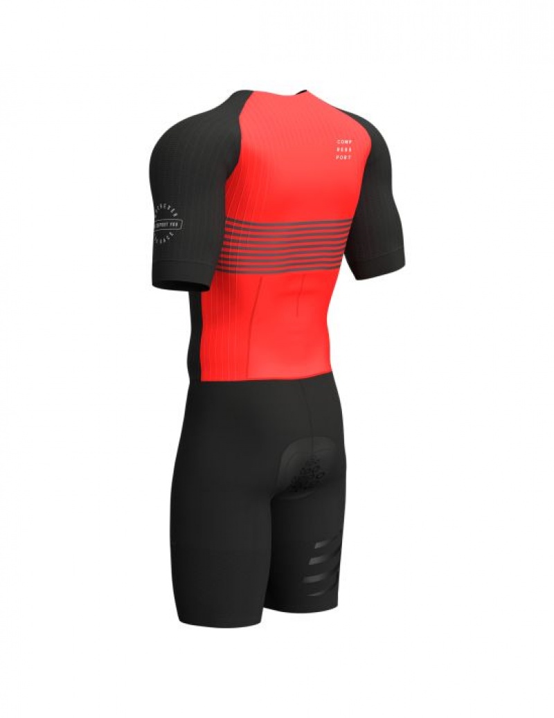 μπλουζακια Compressport Aero SS Trisuit M μαυρα κοκκινα | XPWJI-1752