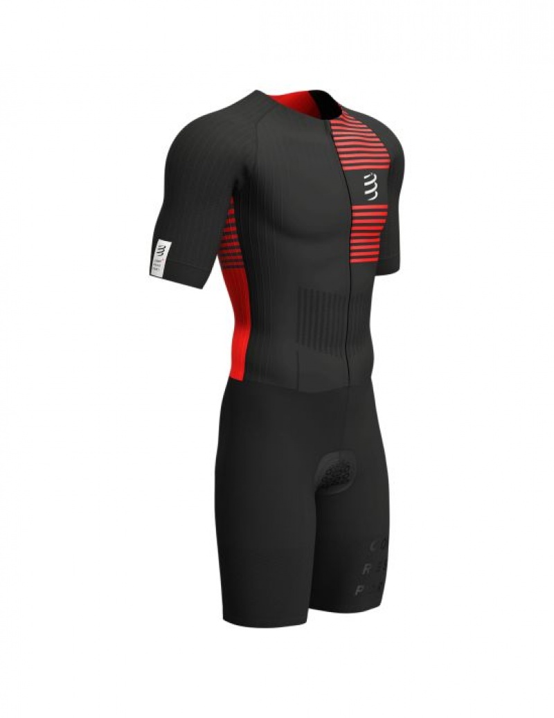 μπλουζακια Compressport Aero SS Trisuit M μαυρα κοκκινα | XPWJI-1752