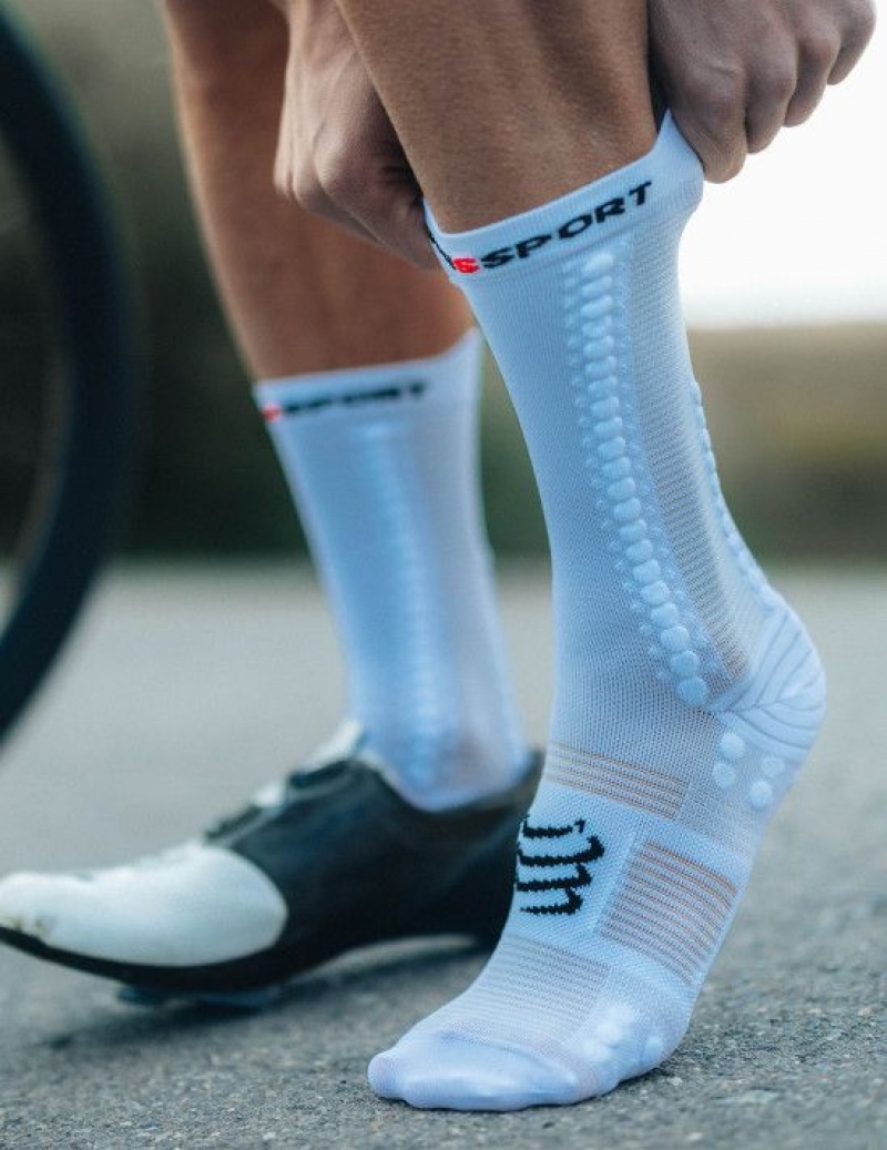 Καλτσεσ Compressport Pro αγωνιστικα Socks v4.0 Bike ασπρα μαυρα | KWMRB-4693