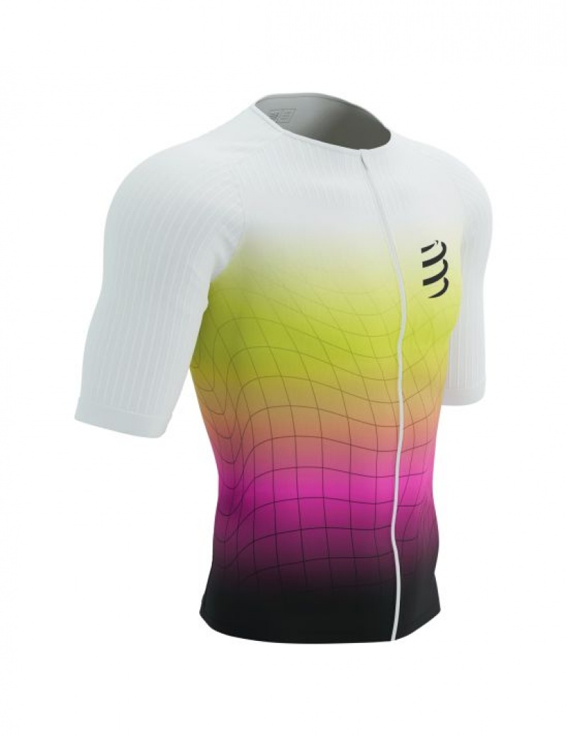 μπλουζακια Compressport Tri Postural Aero SS Top M κίτρινα ροζ | RELOU-7802