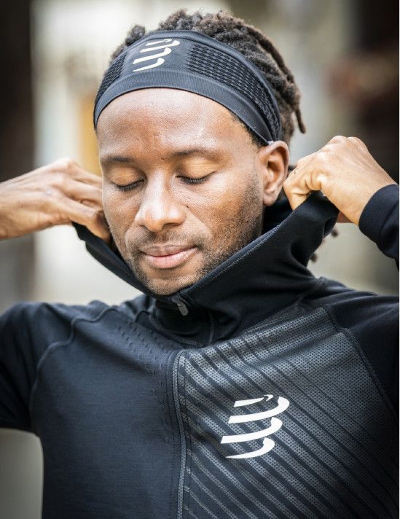 Μπουφαν γυναικεια Compressport 3D Thermo Seamless Hoodie Zip μαυρα | FQPSG-0692