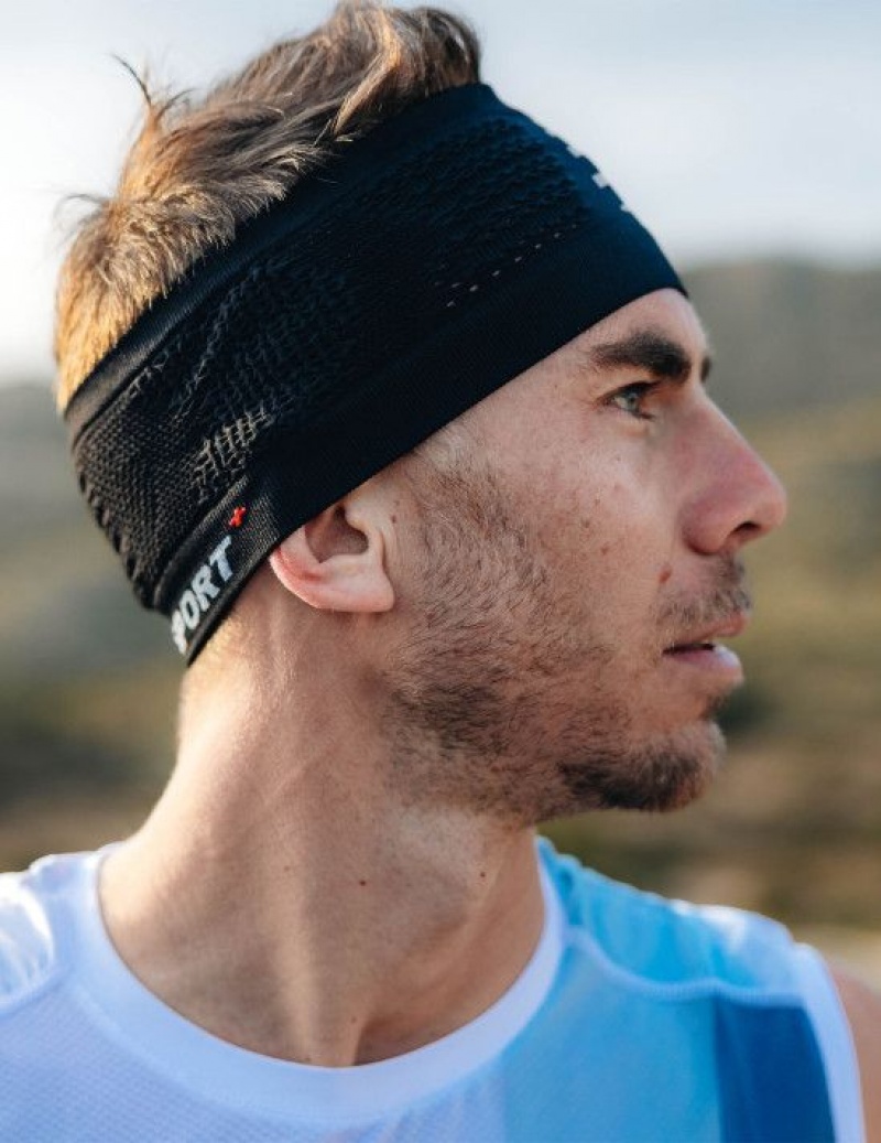 Αξεσουαρ ανδρικα Compressport Headband On/Off μαυρα ασπρα | QLKJA-2678