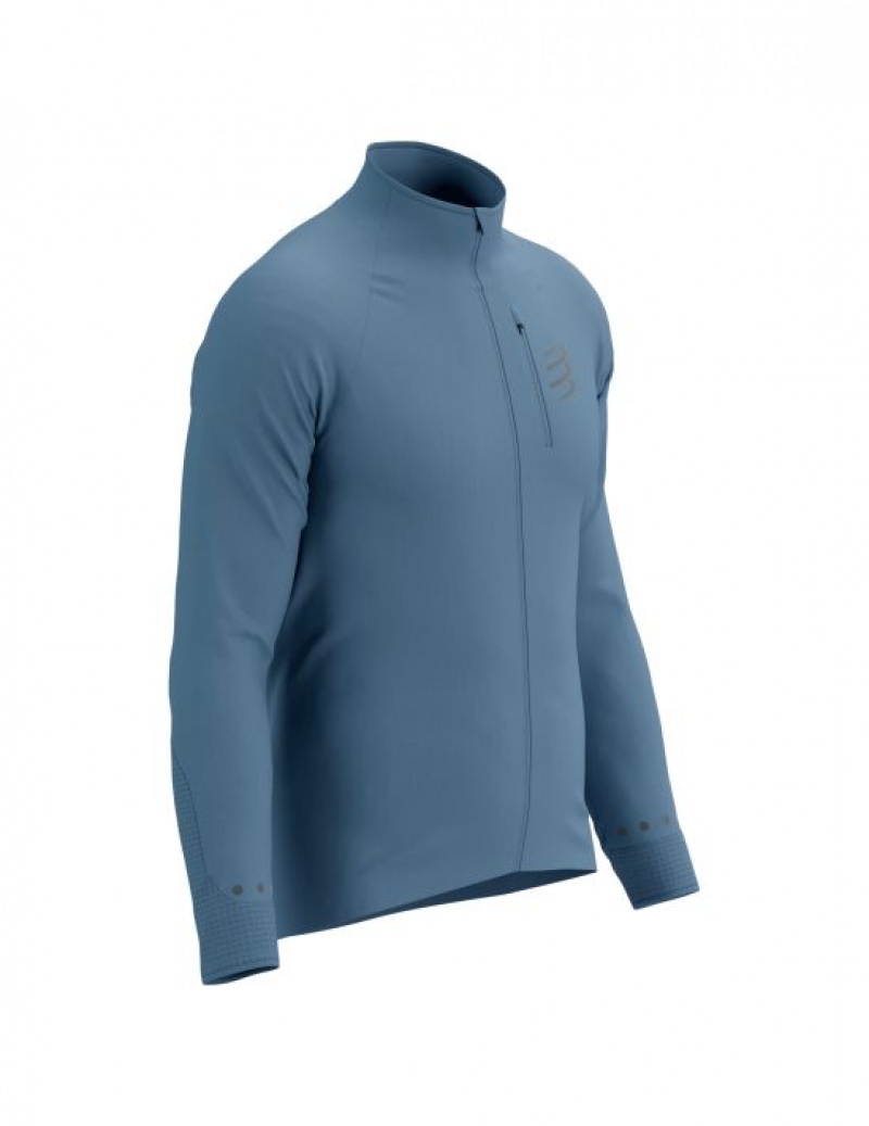 Μπουφαν ανδρικα Compressport Hurricane Windproof Jacket M μπλε | ZHMUG-6082