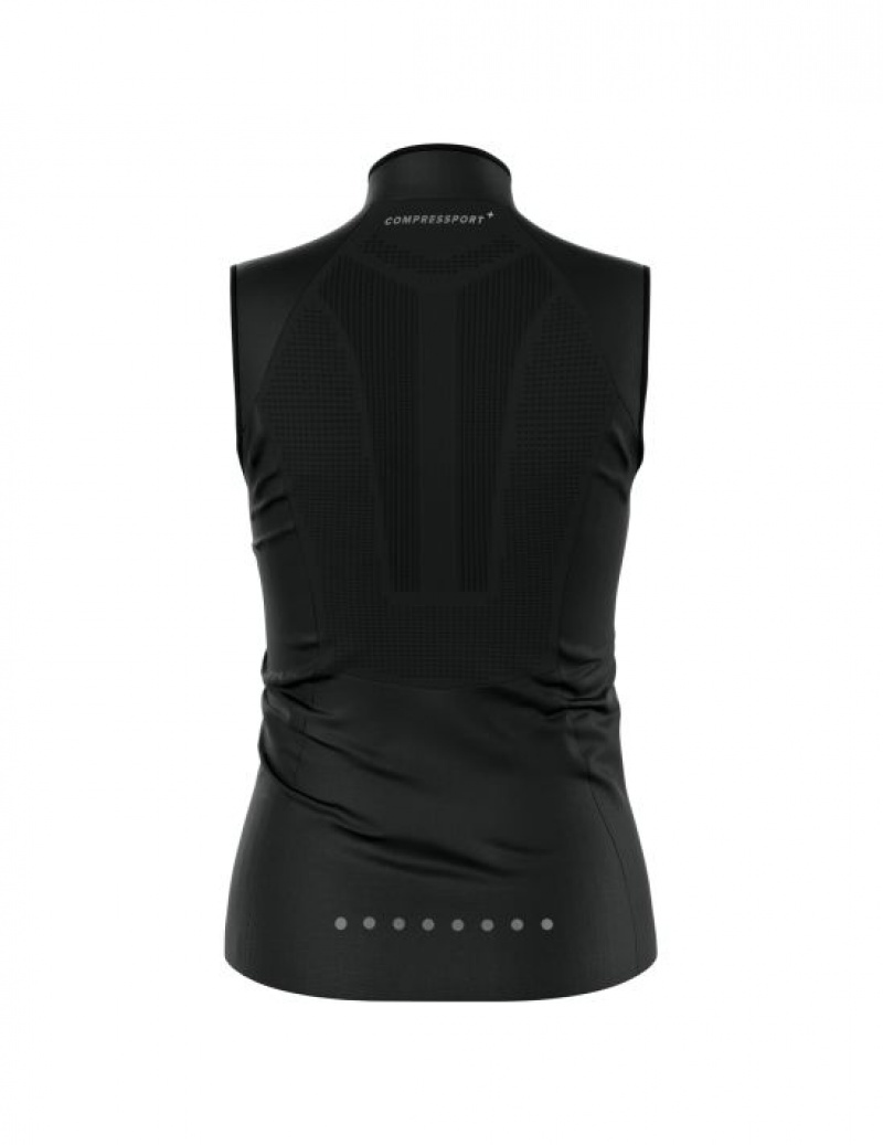 Μπουφαν γυναικεια Compressport Hurricane Windproof Vest W μαυρα | JZNGQ-6173