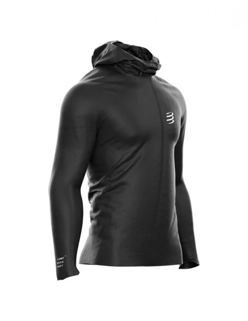 Μπουφαν ανδρικα Compressport Hurricane αδιαβροχα 10/10 Jacket μαυρα | OWPGY-5174