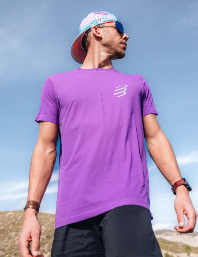 μπλουζακια ανδρικα Compressport Performance SS Tshirt M μωβ | QEATJ-6958