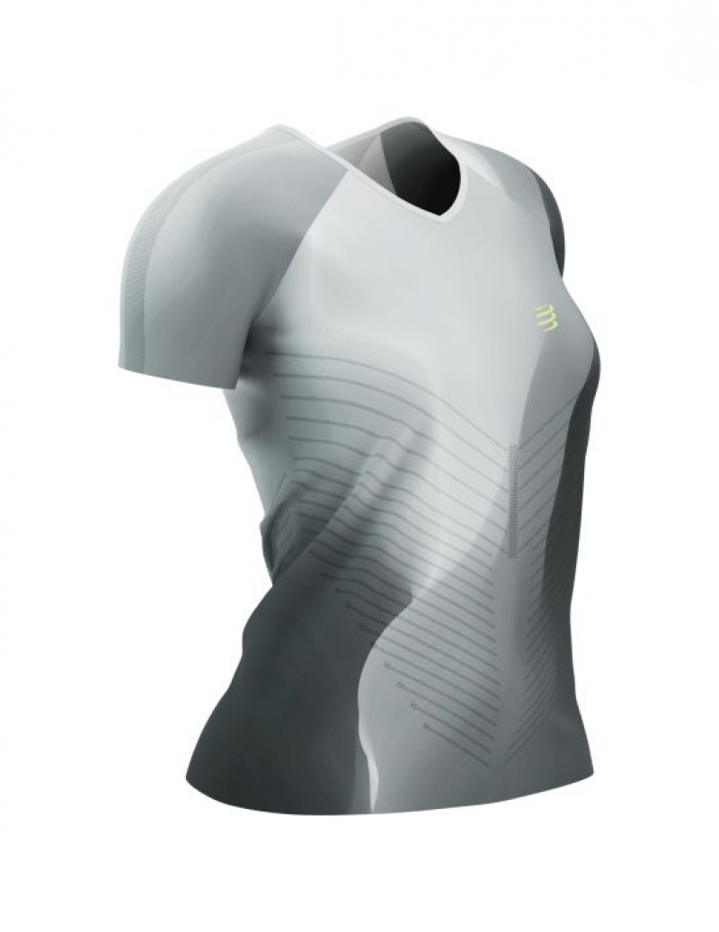 μπλουζακια γυναικεια Compressport Performance SS Tshirt W μαυρα ασπρα | VXORC-3762