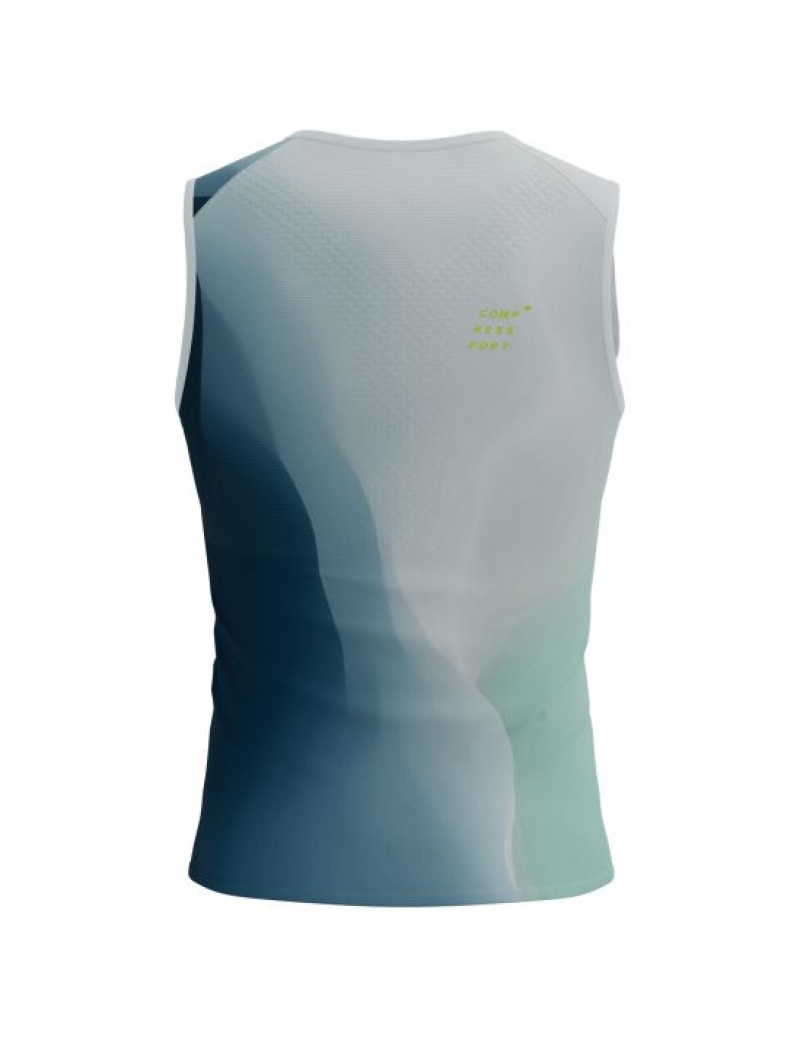 μπλουζακια ανδρικα Compressport Performance Tank M μπλε | ZJBWK-5829