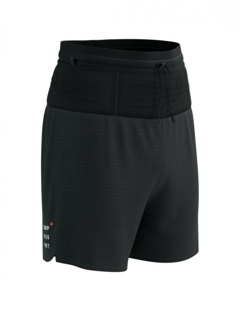 Σορτσ ανδρικα Compressport Trail αγωνιστικα Overshort M μαυρα | WBSUY-7602