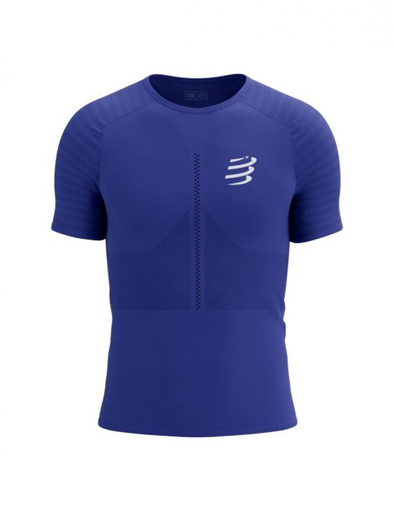 μπλουζακια ανδρικα Compressport αγωνιστικα SS Tshirt M μπλε | VAPWU-8346