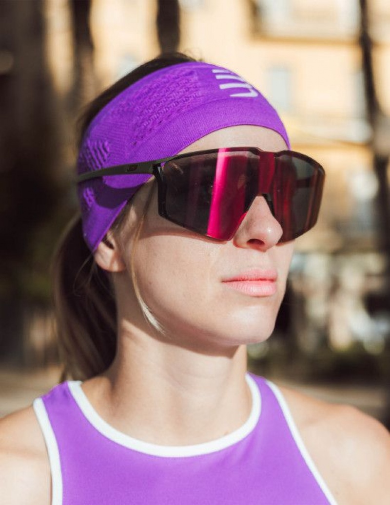 κορδελα μαλλιων γυναικεια Compressport Headband On/Off μωβ | LYRNU-2465