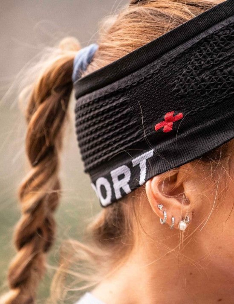 κορδελα μαλλιων γυναικεια Compressport Spiderweb Headband On/Off μαυρα | IZYXP-5784