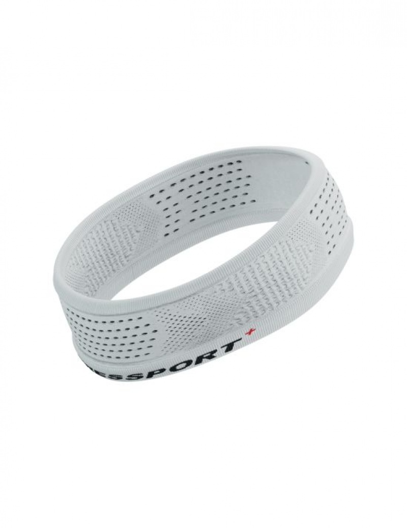 κορδελα μαλλιων γυναικεια Compressport Thin Headband On/Off ασπρα | ILFAP-8071