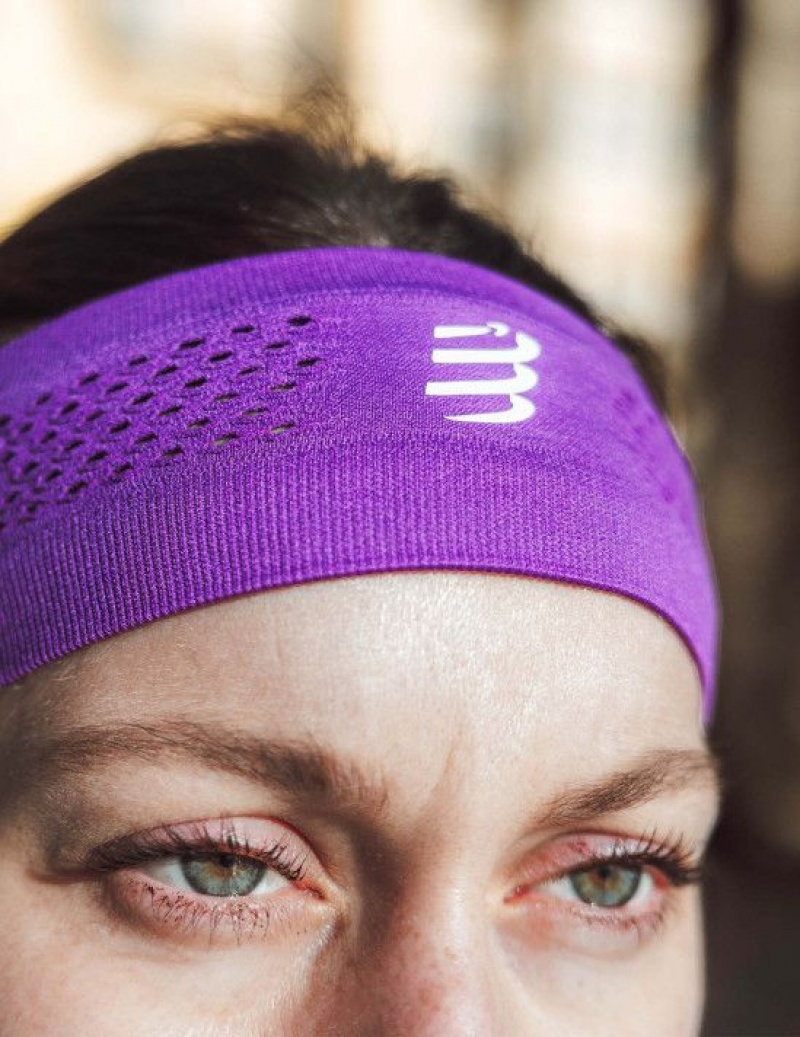 κορδελα μαλλιων γυναικεια Compressport Thin Headband On/Off μωβ | JUBOT-5910