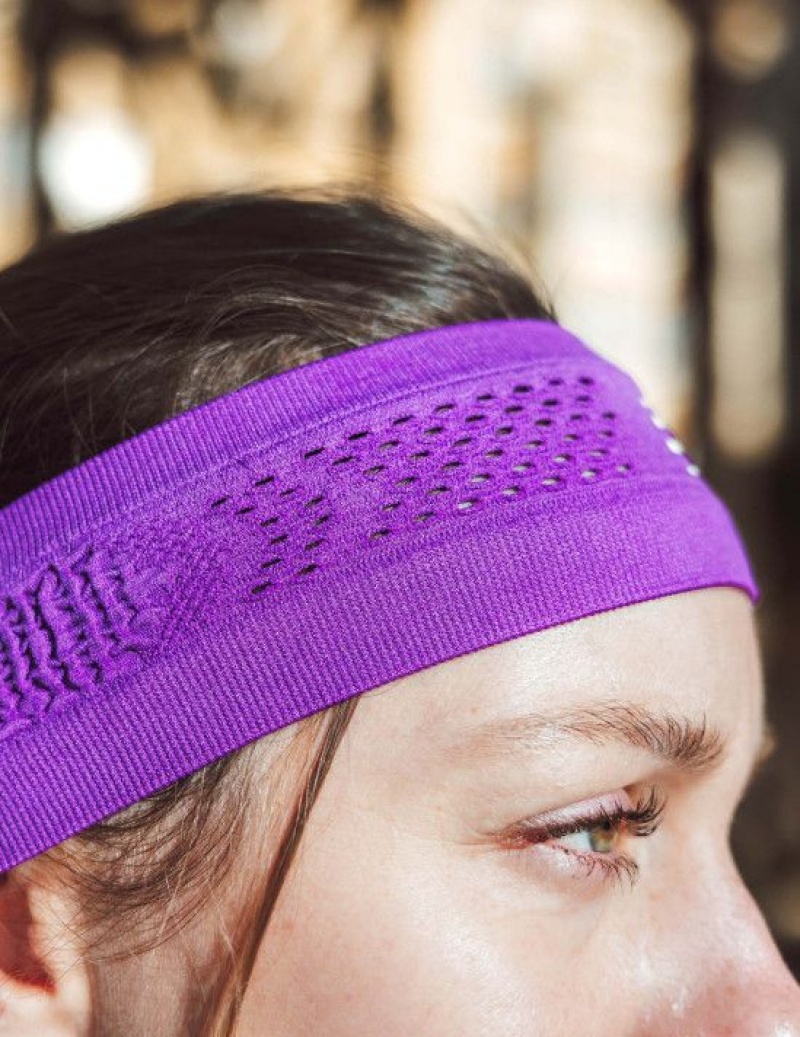 κορδελα μαλλιων γυναικεια Compressport Thin Headband On/Off μωβ | JUBOT-5910