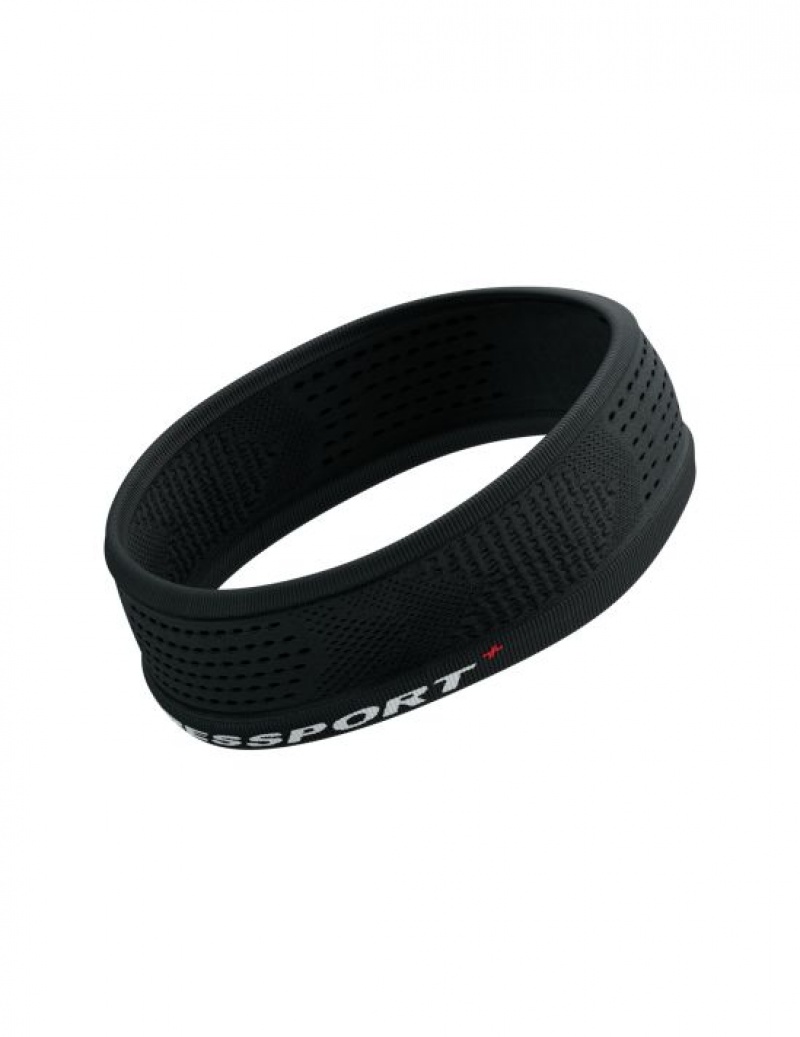 κορδελα μαλλιων γυναικεια Compressport Thin Headband On/Off μαυρα | LYISR-9765