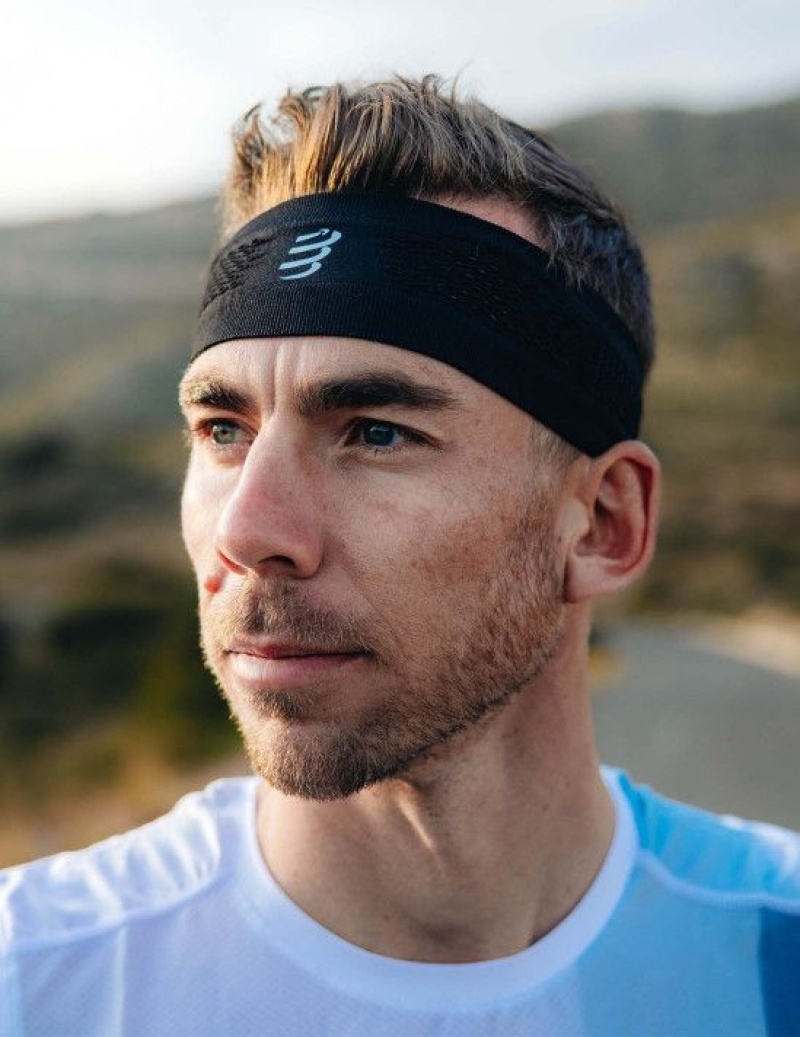 κορδελα μαλλιων γυναικεια Compressport Thin Headband On/Off μαυρα | LYISR-9765