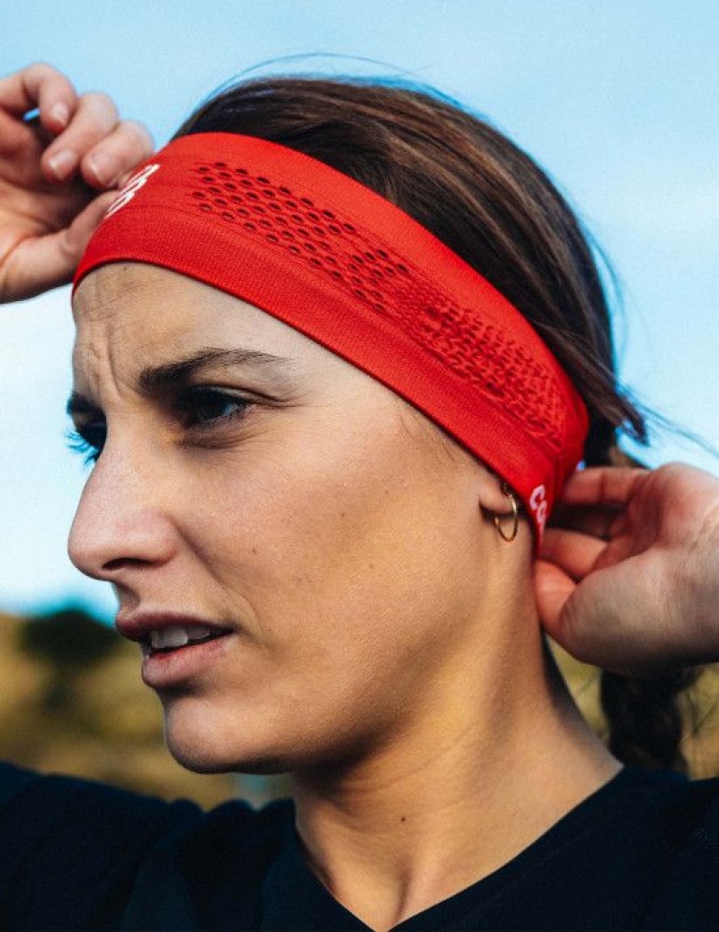 κορδελα μαλλιων γυναικεια Compressport Thin Headband On/Off κοκκινα | ZSYBE-3520