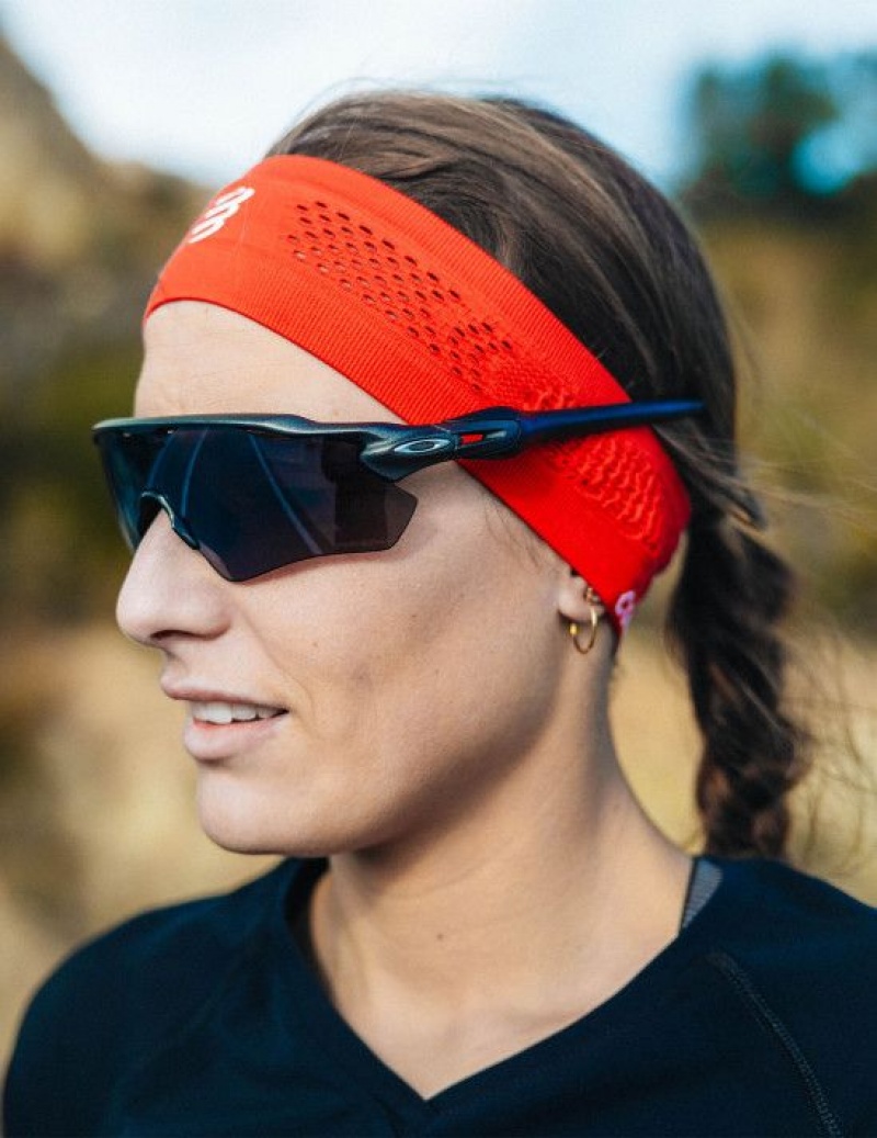 κορδελα μαλλιων γυναικεια Compressport Thin Headband On/Off κοκκινα | ZSYBE-3520