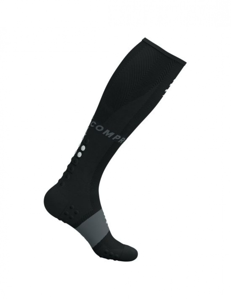 καλτσες για τρεξιμο ανδρικα Compressport Full Socks Oxygen μαυρα | WIGOU-8542