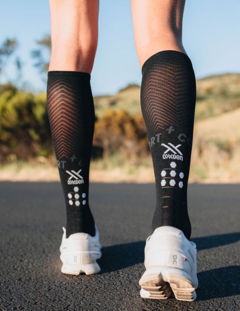 καλτσες για τρεξιμο ανδρικα Compressport Full Socks Oxygen μαυρα | WIGOU-8542