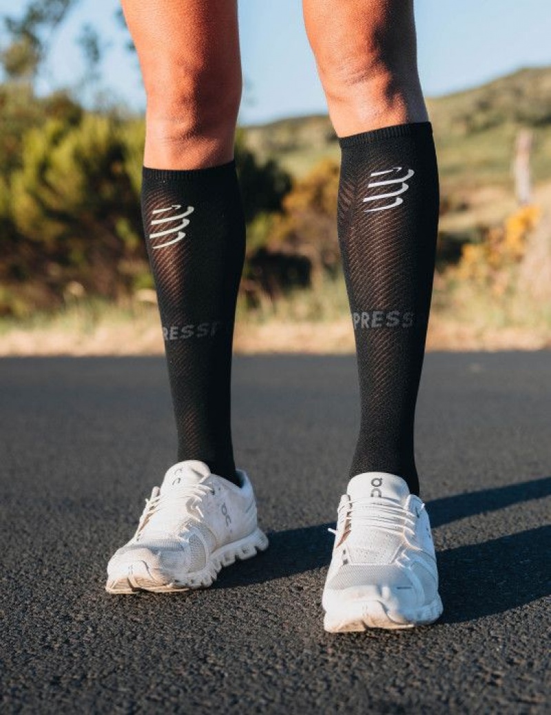 καλτσες για τρεξιμο ανδρικα Compressport Full Socks Oxygen μαυρα | WIGOU-8542